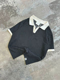 #RATS1 Foolhardy Striped Textured Knit Polo Shirt – Charcoal & Off-White